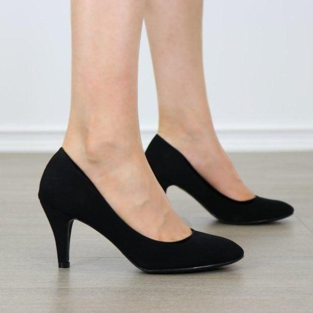 Closed Toe Low Mid Heel Dress Velvet Pump - Picture 10 of 16